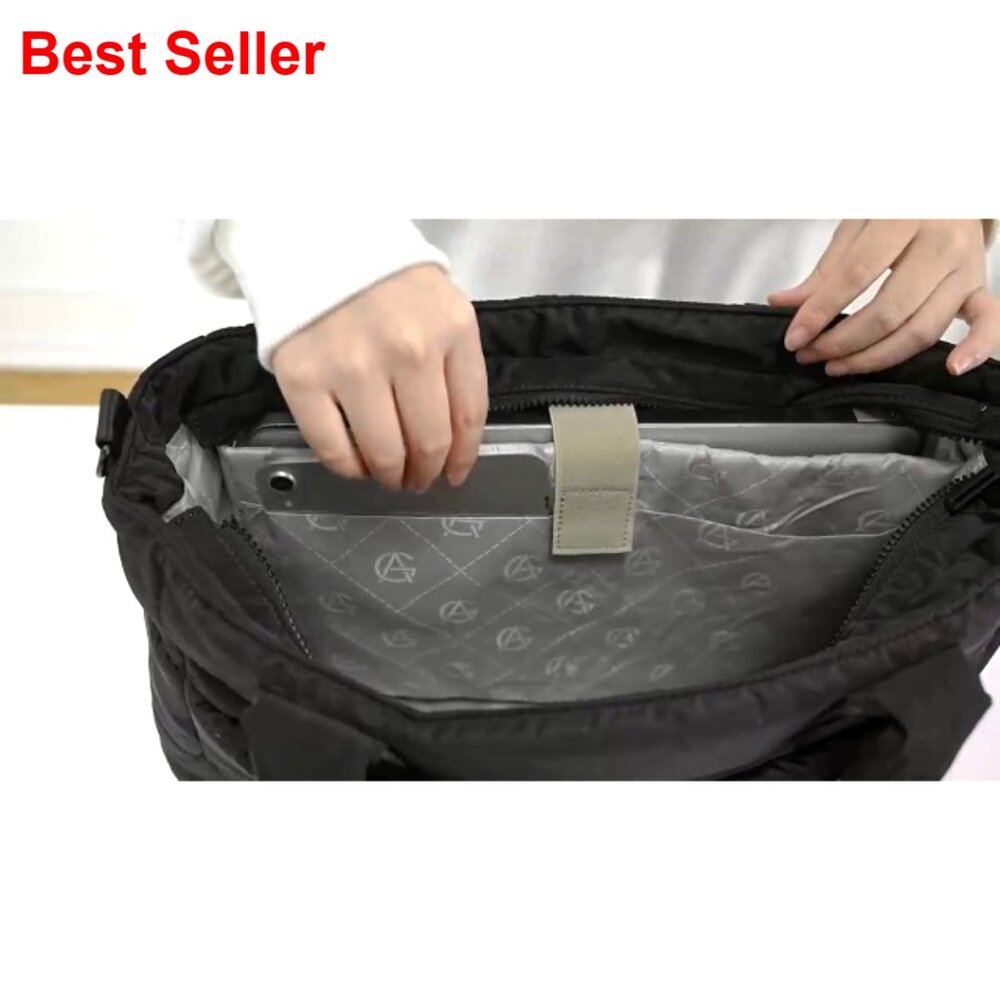 Large Puffer Tote Bag with Zipper for Work Travel Nurse Shoulder Bag - Picture 7 of 7